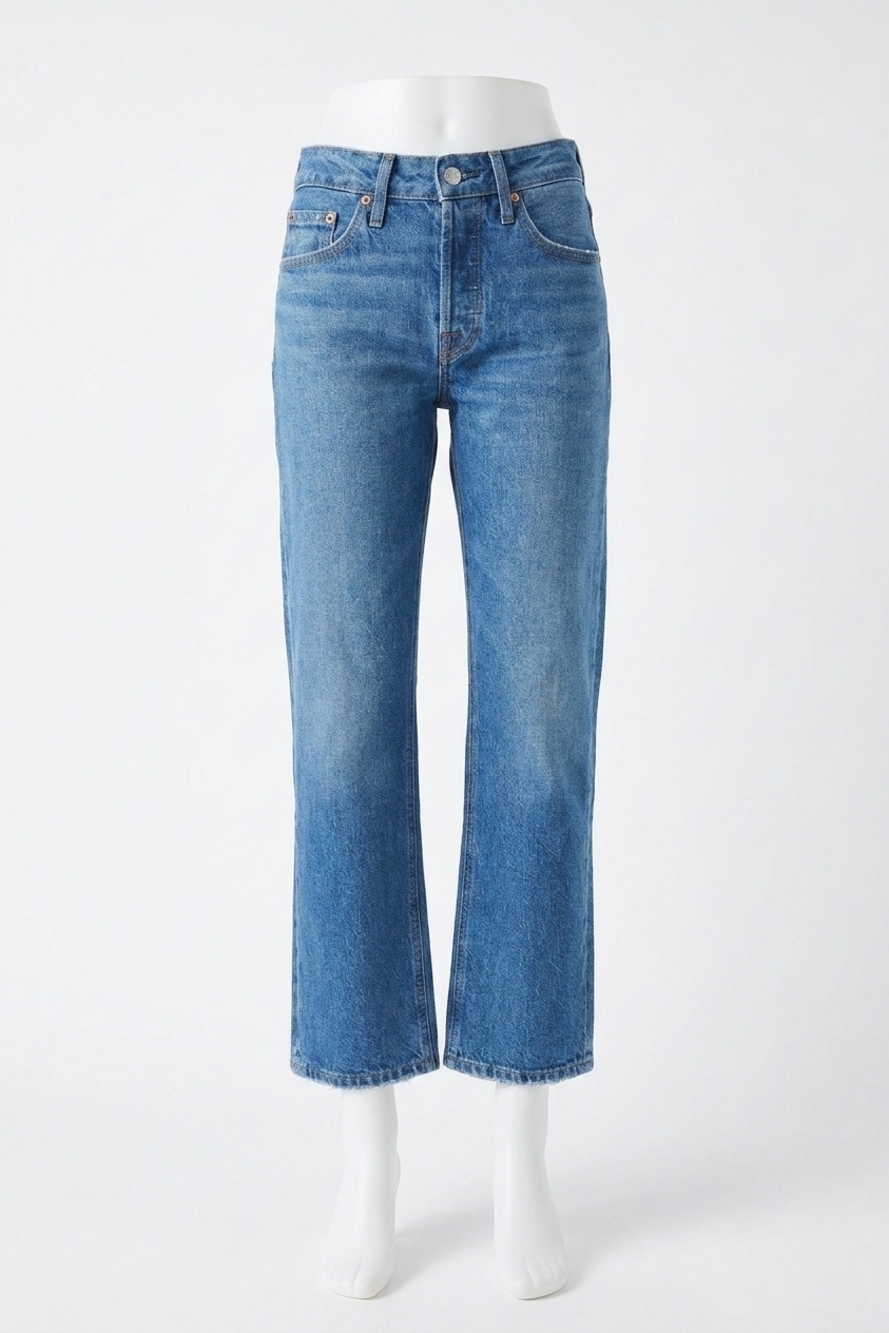 NEW GOOD AMERICAN vintage straight ankle jeans in indigo 1222